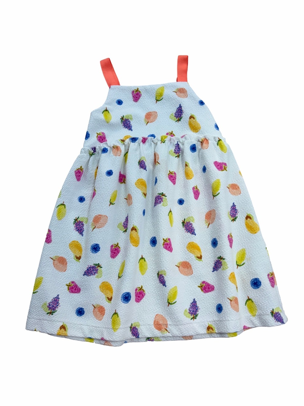 Zara Size 4-5 Years White Colorful Fruit Print Tank Dress